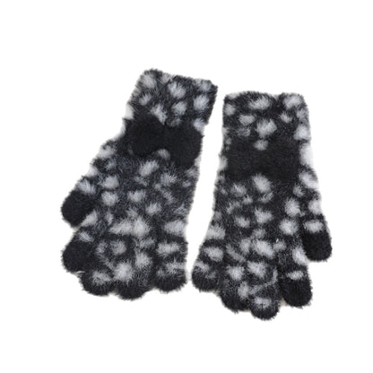 Gloving - Fuzzy Leopard Print Gloves