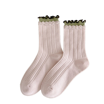 Rufia - Ribbed Layered-Ruffle Crew Socks