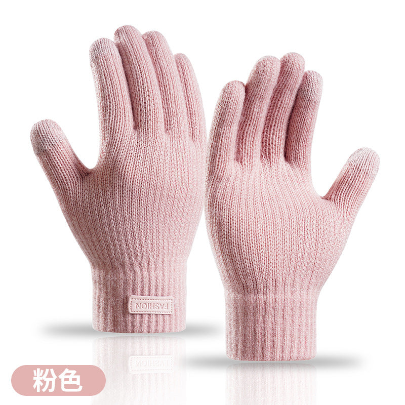 针织保暖手套户外骑车防寒拉毛绒可触屏分指学生男女保暖厂家手套