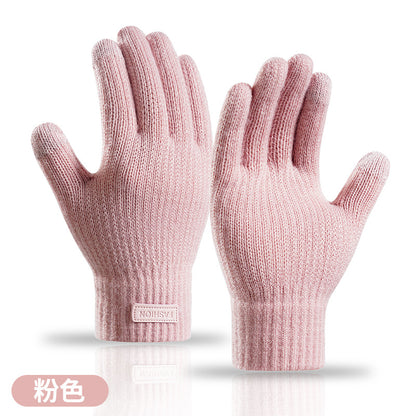 针织保暖手套户外骑车防寒拉毛绒可触屏分指学生男女保暖厂家手套