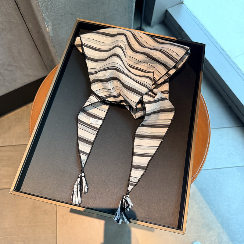 Scarvii - Striped Tassel Triangle Scarf