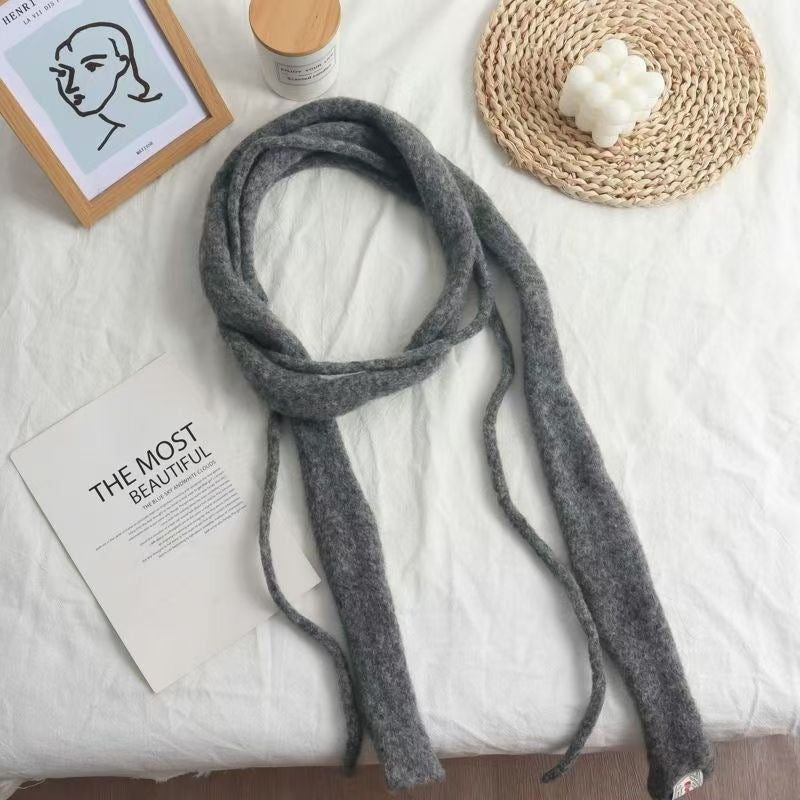 Scarvii - Solid Color Fuzzy Narrow Scarf