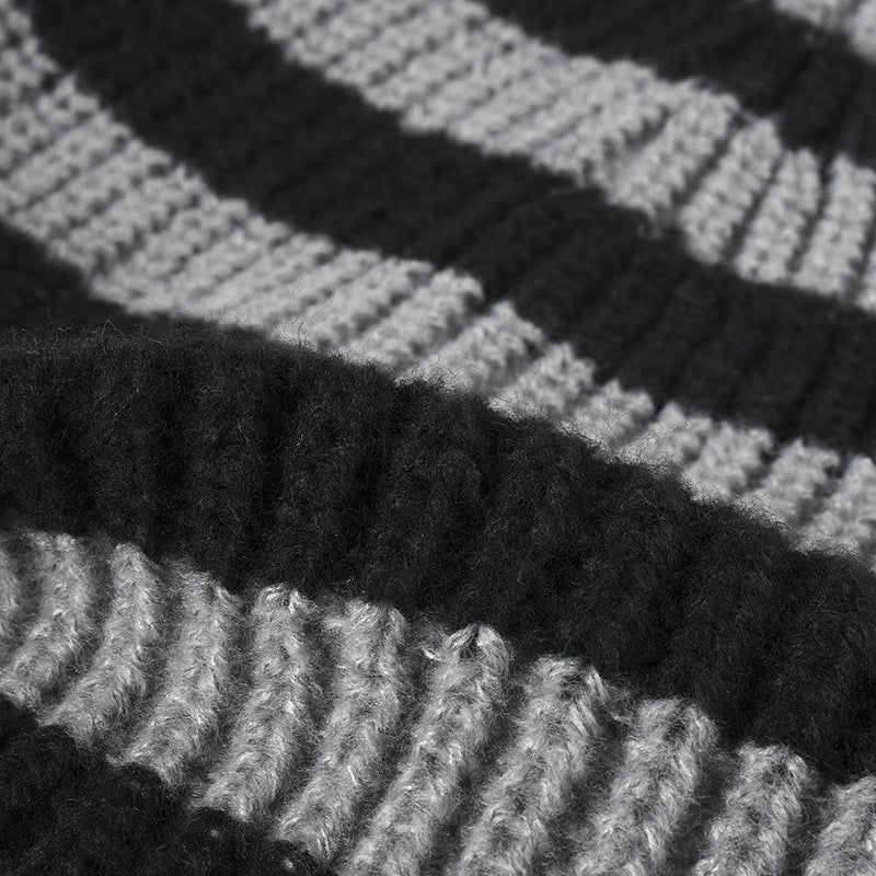 White wide-stripe cuffed knit beanie product view