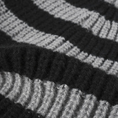 White wide-stripe cuffed knit beanie product view