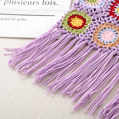 Cosbai Bohemian tassel crochet crossbody bag with tassels hanging down