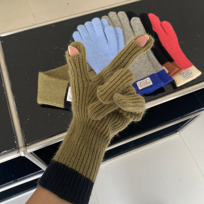 Gloving Knit Gloves for Winter Warmth color options including RED, BLUE, BLACK