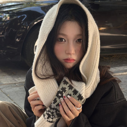 圣诞围巾老钱风费尔岛女韩版百搭加厚秋冬保暖学生情侣氛围感围脖
