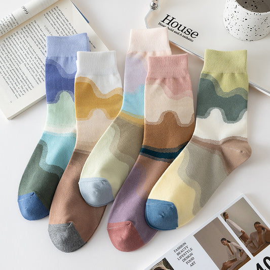 Rufia -Morandi Color Gradient Patchwork Socks