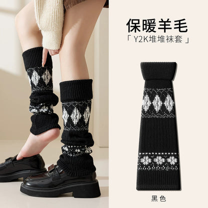 羊毛袜套堆堆袜秋冬季保暖显瘦y2k小腿袜子女款加厚防滑