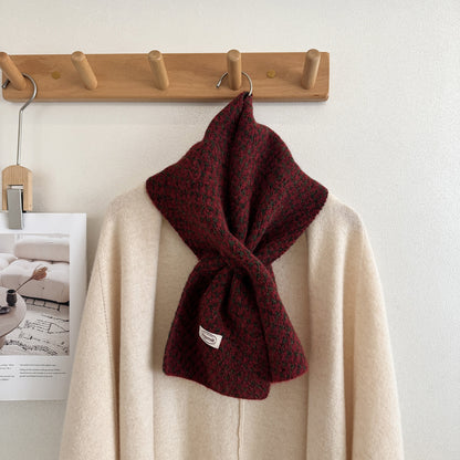 Product image for Scarvii - Fuzzy Textured Surface Narrow Scarf (Burgundy)