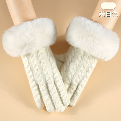 Gloving - Cable Knit Fuzzy-Cuff Gloves