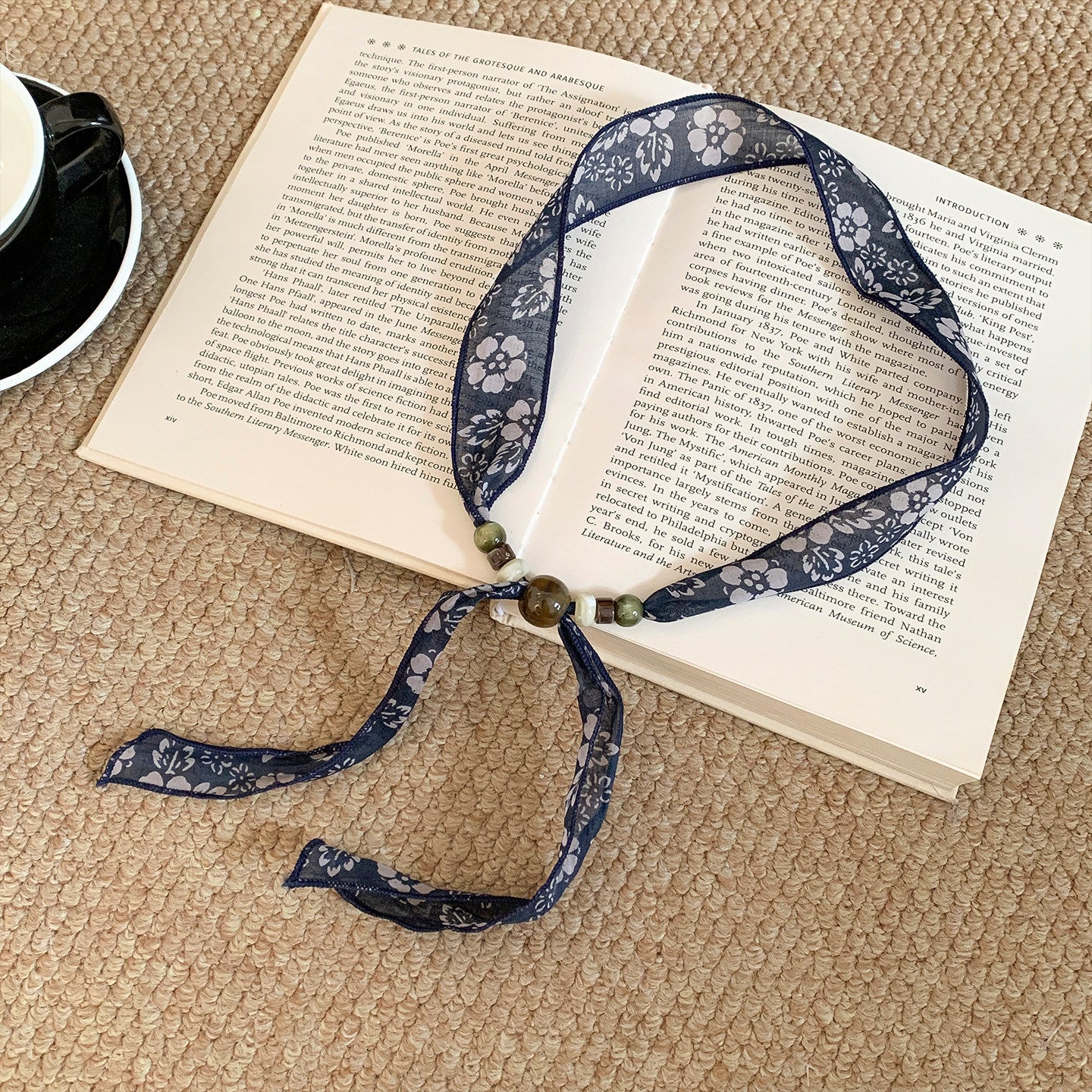 Scarvii Beaded Vintage Retro Spring Lightweight Neck Scarf product image