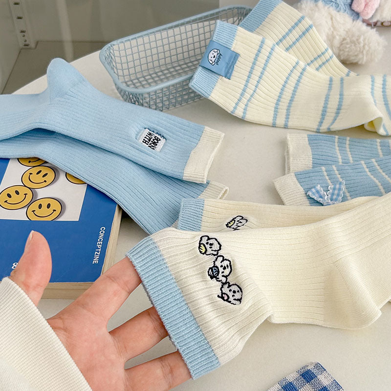 Rufia - Cartoon Ribbed Crew Socks