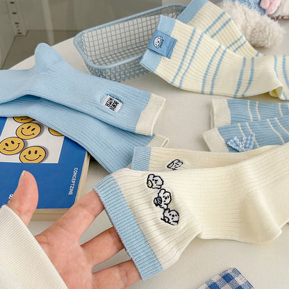 Rufia - Cartoon Ribbed Crew Socks