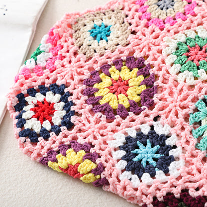 Cosbai Bohemian crochet woven bag hanging with strap extended