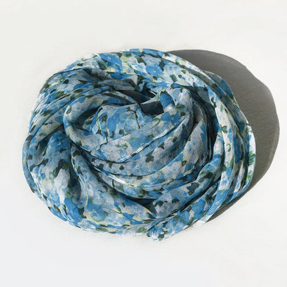 Scarvii Floral Summer Long Scarf laid out with visible floral summer print