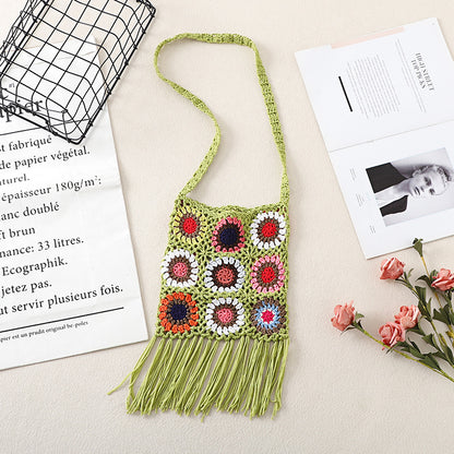 Cosbai Bohemian tassel crochet crossbody bag with tassels and crochet texture