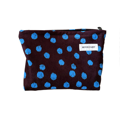 Cosbai - Ribbed Blue Dot Cosmetic Bag