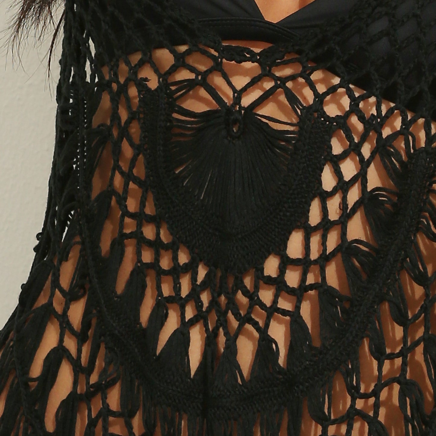 Sexy Hand-Crocheted Fringe Cover-Up Camisole Dress