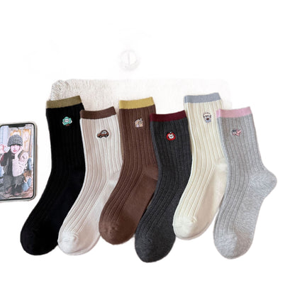 Rufia - Patterned Ribbed Crew Socks