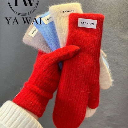 手套女款冬季防寒加绒厚冬天骑车可触屏女士骑行电动车保暖棉手套