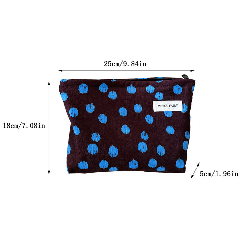 Cosbai - Ribbed Blue Dot Cosmetic Bag
