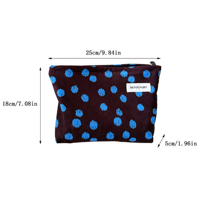Cosbai - Ribbed Blue Dot Cosmetic Bag