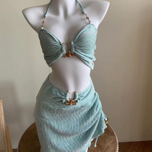 Secy - Light Blue Bikini Three-Piece Set