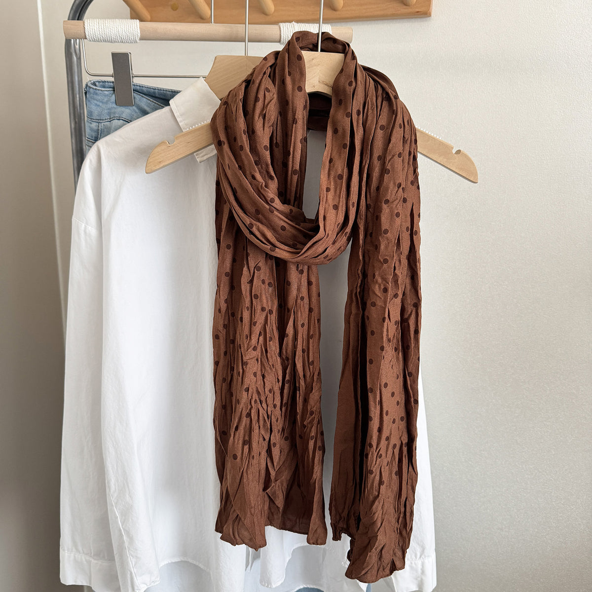 Scarvii - Polka Dot Looped Drape Scarf