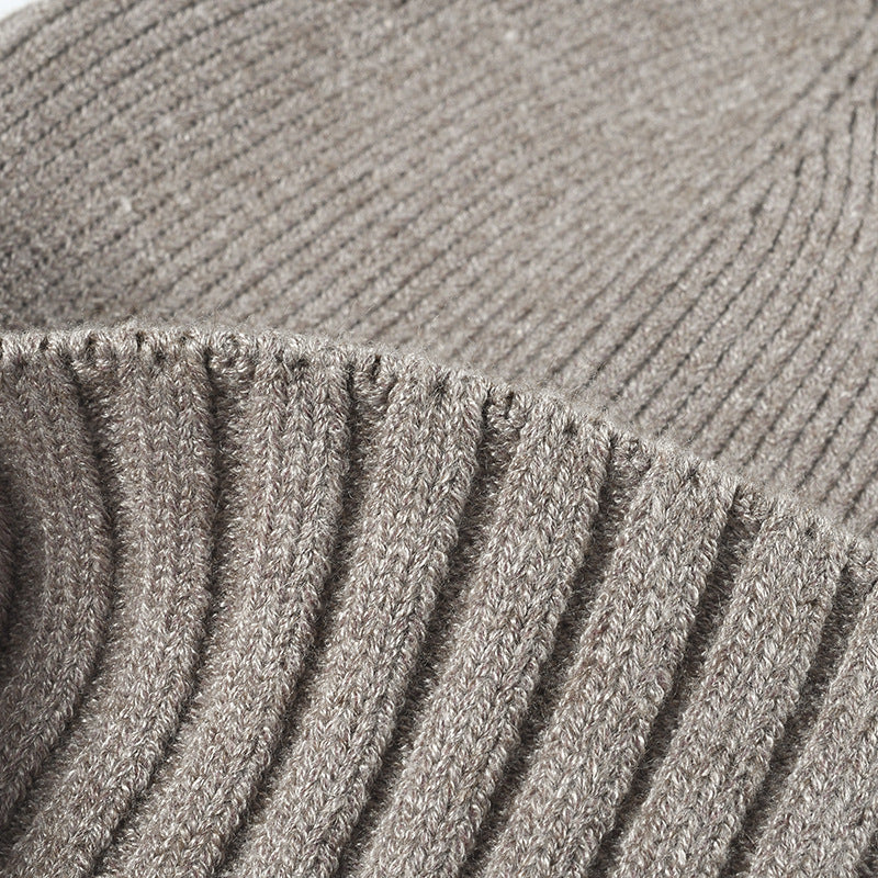 Navy classic solid ribbed cuffed beanie product view