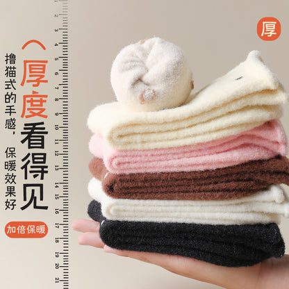 阿程家批发袜子女款秋冬加绒加厚保暖绒月子袜睡眠波点卷边堆堆袜