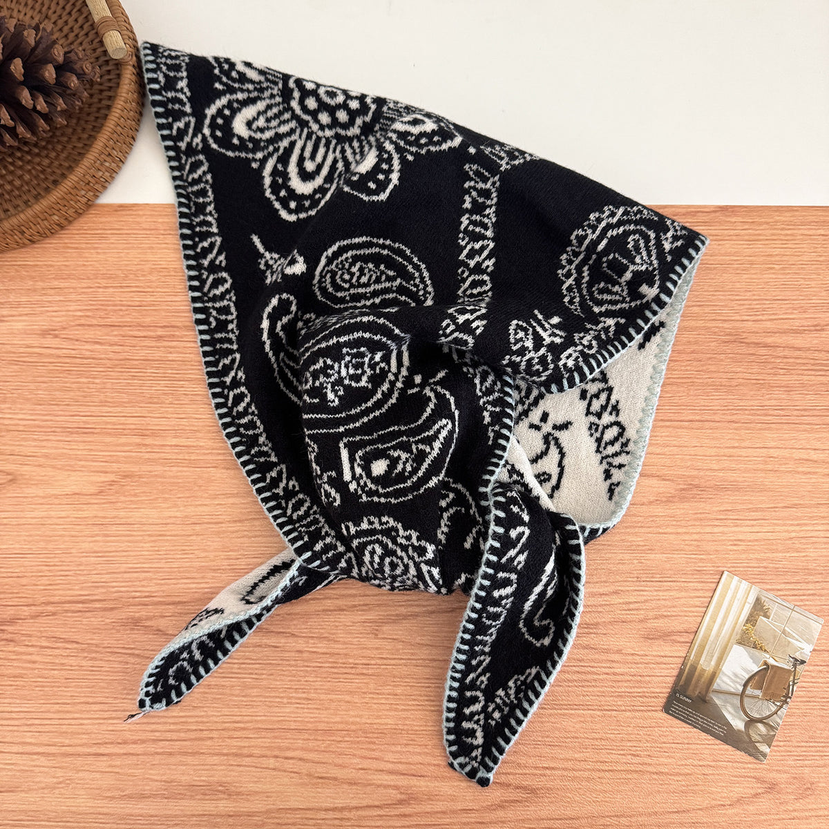 Product image for Scarvii - Paisley Triangle Scarf (Black)