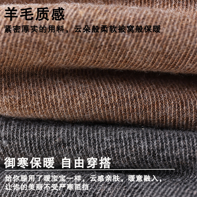 羊毛小腿袜子女秋冬季加厚保暖长筒压力小腿袜防滑黑色显瘦高筒袜