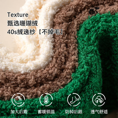 2026新品珊瑚绒袜子女圣诞立体卡通可爱保暖中筒袜地板睡眠袜礼物