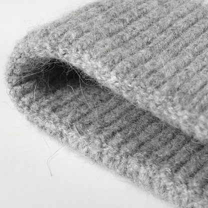 Navy contrast-stitch cuffed knit beanie product view