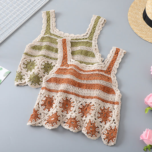 Vintage Floral Crochet Hollow-Out Vest Top