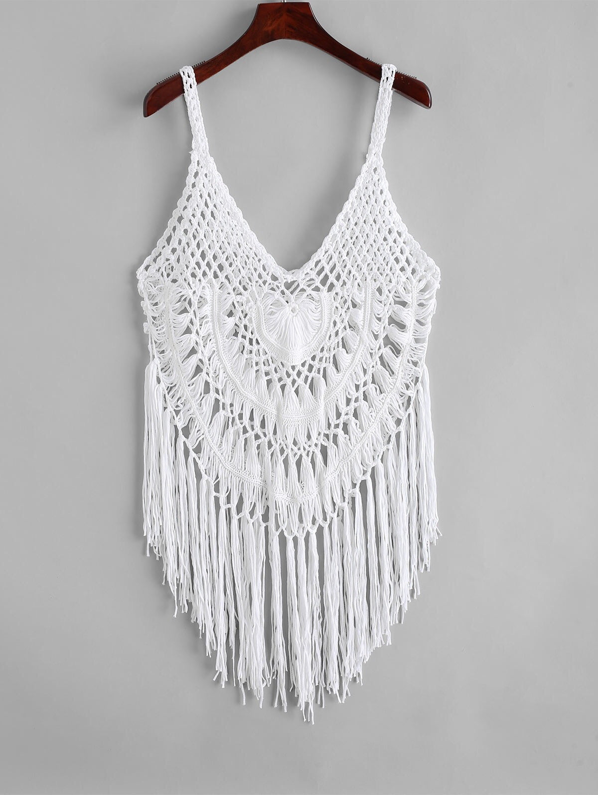 Sexy Hand-Crocheted Fringe Cover-Up Camisole Dress