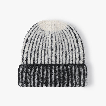 Black two-tone ribbed cuffed beanie product view