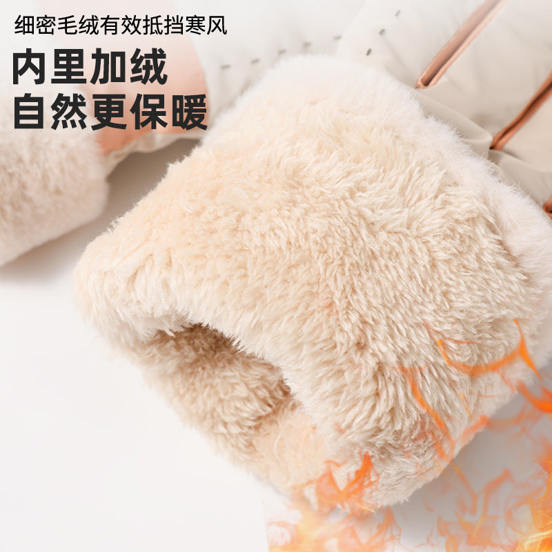 保暖手套加绒女士防水防寒骑行开车可爱学生加厚可触屏拼接BN-506