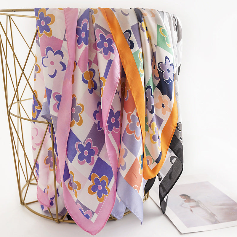 Scarvii - Geometric Floral Pattern Square Scarf