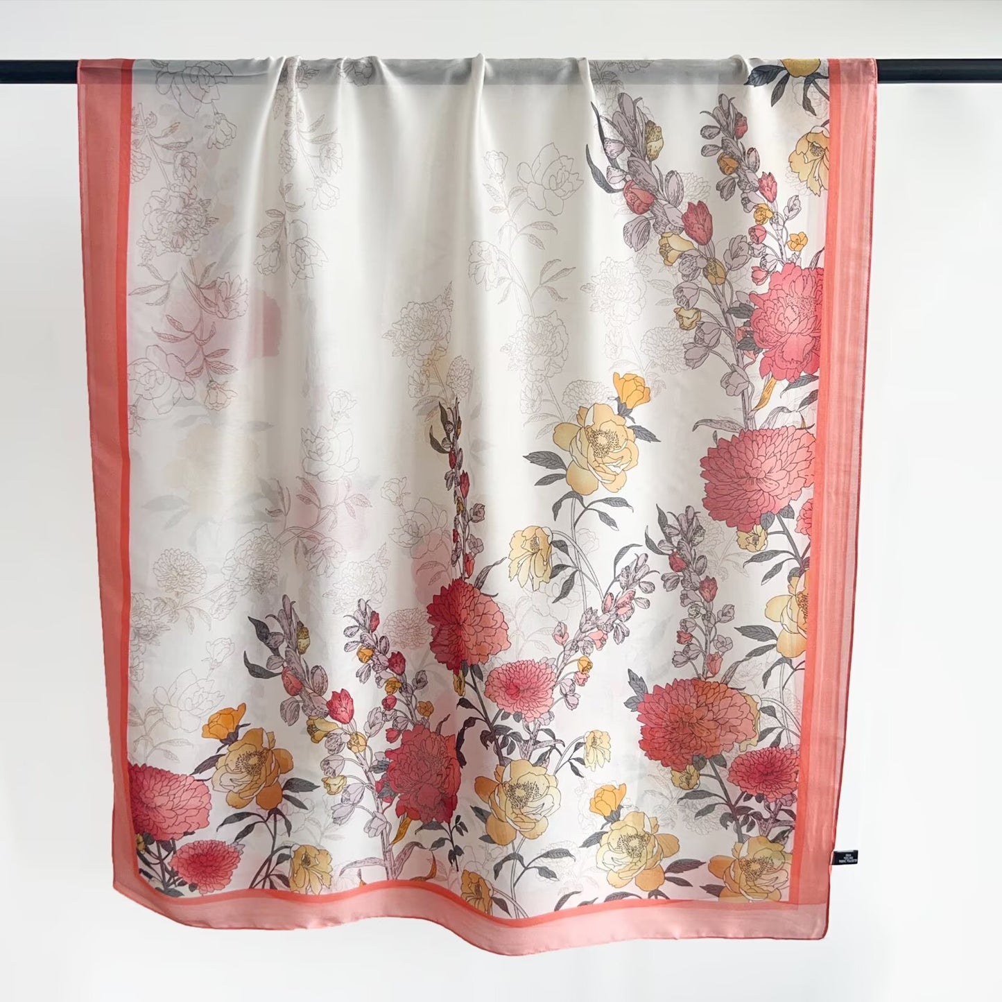 Product image for Scarvii - Botanical Floral Satin-Look Border Scarf (Multicolor)
