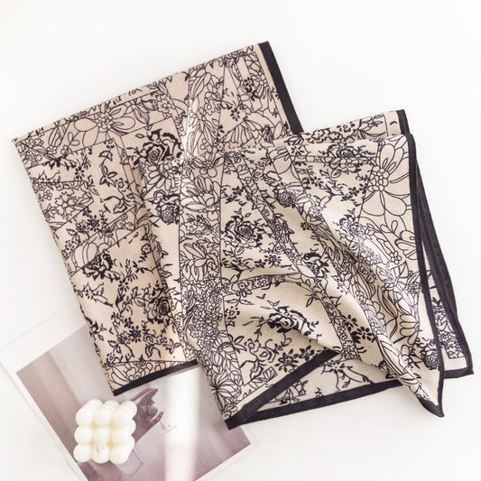 Scarvii - Floral Outline Pattern Square Scarf