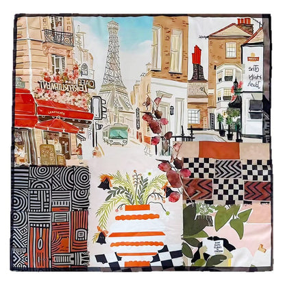 Scarvii - Semi-Sheer Stitched-Edge Square Scarf
