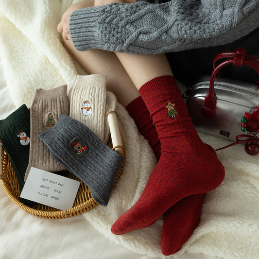 Rufia - Christmas Embroidered Fall & Winter Socks