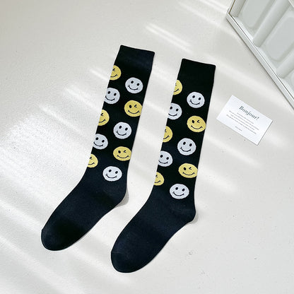 Rufia - Smiley Face and Heart Patterned Knee-High Socks