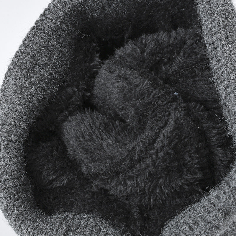 Navy colorblock faux fur-lined cuffed knit beanie product view