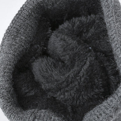 Navy colorblock faux fur-lined cuffed knit beanie product view