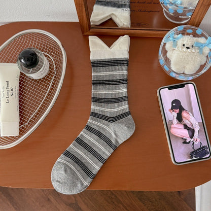 Rufia - Stripe Split V-Cuff Crew Socks