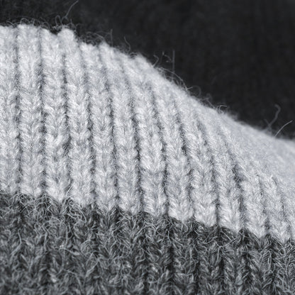 Navy colorblock faux fur-lined cuffed knit beanie product view