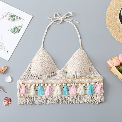 Tassel Halter Neck Bikini Top